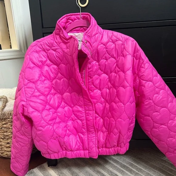 Jackets Coats Hot Pink Heart Quilted Puffer Jacket Poshmark